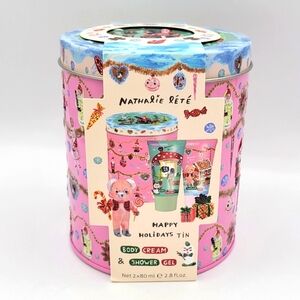 Nathalie Lete Happy Holidays Tin With Body Cream and Shower Gel‎ Christmas Gift
